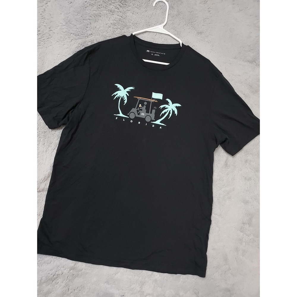 Travis Mathew Shirt Mens XL Florida Golf Cart Beer Palm Tree Graphic Tee Black
